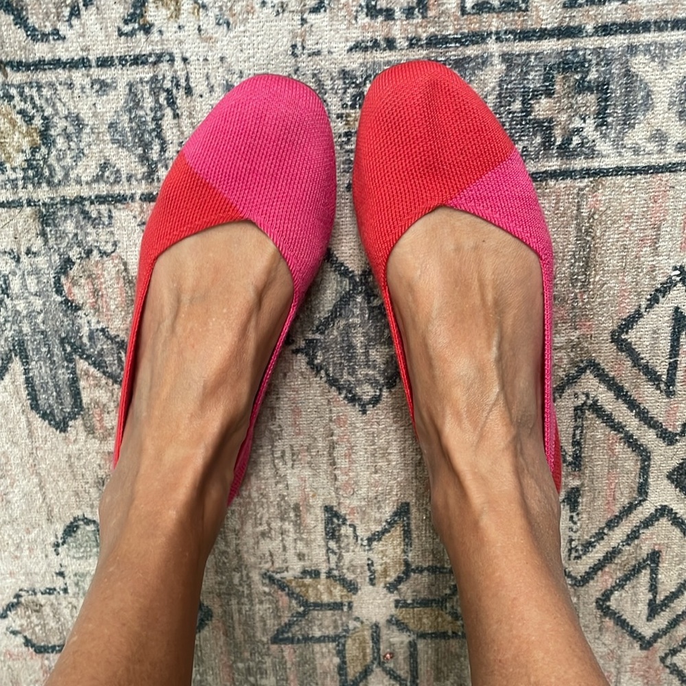 Rothy's Pink and Red Marta Ferri Merino Flats